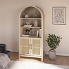 70" Arched Wood Pantry Cabinet with Faux Rattan Doors, Kitchen Storage Cabinet with Adjustable Shelves for Living Room or Dining Room - Cuddlewood - 3 of 4