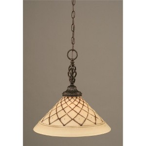 Toltec Lighting Elegante 1 - Light Pendant in  Dark Granite with 16" Chocolate Icing Shade - 1 of 1
