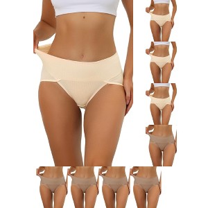 INSPIRE CHIC Women's Hi-Cut Ribbed High Waist Tummy Control Available Briefs 9 Packs - 1 of 4