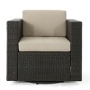 Outdoor Swivel Club Chair with Removable Cushions, Durable Wicker & Iron Frame, Modern Patio Lounge Seating, Weather-Resistant-Coolbibila - 3 of 4