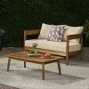 GDFStudio Burrough Outdoor Acacia Wood Loveseat and Coffee Table Set with Cushions - 2 of 4