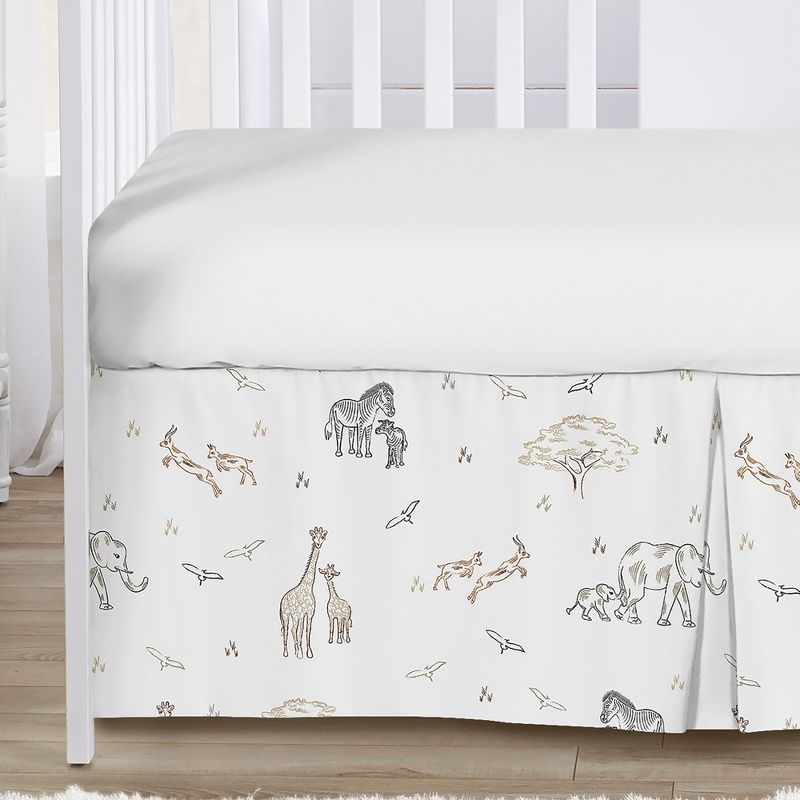 Sweet Jojo Designs Boy or Girl Gender Neutral Unisex Baby Crib Bed Skirt Serengeti Animals Taupe Grey and White, 4 of 5