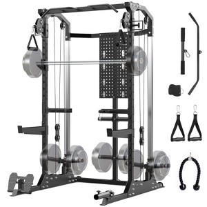 Power Cage, Power Rack with Dual Independent Pulley System,2000LB Capacity Workout Cage with Adjustable Cable Crossover System and Training Attachment - 1 of 4