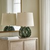 Uttermost Guinevere Deep Green Table Lamp – 21.375"H Ceramic Base with Ruffled Design & White Linen Shade - 3 of 4