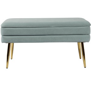 TOV Furniture Ziva Velvet Storage Bench Sea Blue 31.3"W x 14.8"D x 16.5"H - 1 of 4