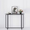 KTMBDW Modern Living Room Console Table, Modern Side Coffee Table withTempered Glass Top and Metal Leg, Narrow/Black - 2 of 4