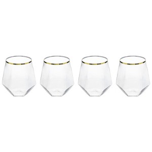 Unique Bargains Stemless Diamond Shape Lightweight Gold Trim Wine Glasses Drinkware - 1 of 4
