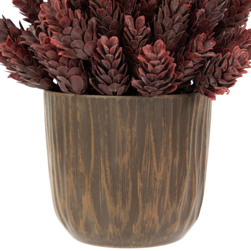 Northlight 8" Burgundy Red Wild Flower Artificial Plant in a Textured Lined Pot, 5 of 7