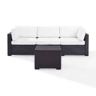 Biscayne 3pc Outdoor Wicker Sofa Seating Set - White - Crosley