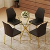 5-Piece Dining Set with Round Tempered Glass Table and 4 Armless Chairs - 2 of 4