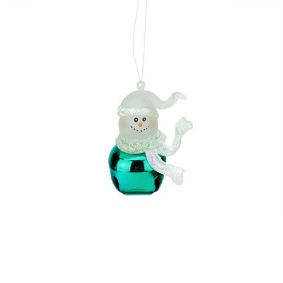 Roman 2.25" Jingle Buddies Month of August Green Glitter Frosted Snowman Christmas Ornament