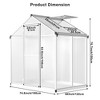 6x4 FT Greenhouse for Outdoors, Polycarbonate Greenhouse with Quick Setup Structure and Roof Vent - 3 of 4