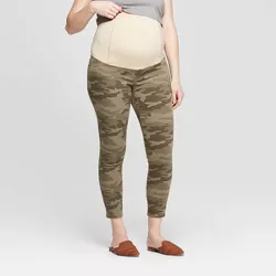 Maternity Camo Print Over Belly Skinny Cropped Jeans - Isabel Maternity by Ingrid & Isabel™ Olive 12