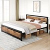 Full/Queen/King Size 14 Inch Metal Bed Frame with Wooden Headboard and Footboard, Underbed Storage - 2 of 4