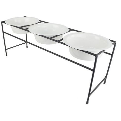 Platinum Pets Modern Triple Cat Dog Diner Feeder Pearl White