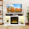 Costway TV Stand with Electric Fireplace LED Lights Remote Controls Storage Cabinets White/Black/Brown - 2 of 4