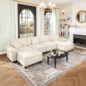 Captiva Designs Cloud Modular Sectional Sofa, 157.5" U-Shaped 6-Seater Couch with Ottomans - 1 of 4