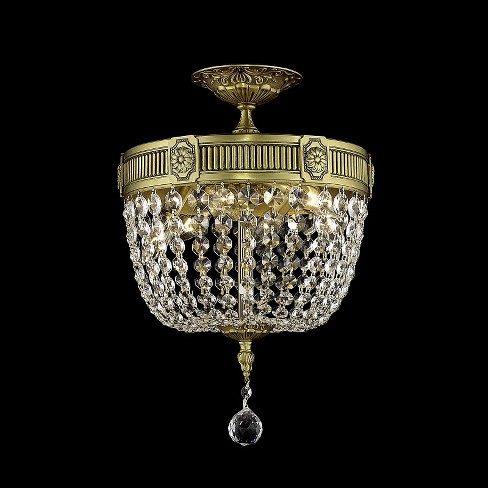 Elegant Lighting 9303f12fg Esperanza 3 Light Semi Flush Crystal Ceiling Fixture Finished In French Gold