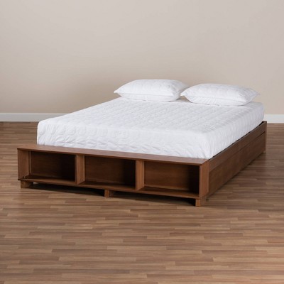 Arthur King Size Ash Walnut Wood Platform Bed with Storage