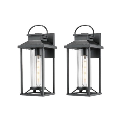 Maggift Outdoor Wall Lights, Textured Black Exterior Lighting Fixtures Wall Mount, Modern Outdoor Wall Sconce Lanter, Black, 8.00"*7.00"*17.10"