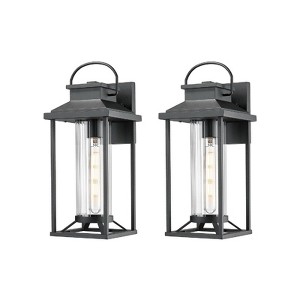 Syemin Outdoor Wall Lights, Textured Black Exterior Lighting Fixtures Wall Mount, Modern Outdoor Wall Sconce Lanter, Black, 8.00"*7.00"*17.10" - 1 of 4