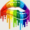 Adult Design By Humans Rainbow Pride Lip Melt By COVI T-Shirt - 2 of 2