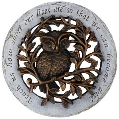 Roman 12" Round Wise Owl Outdoor Garden Stepping Stone - Bronze/Gray