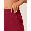INSPIRE CHIC Women's Cotton Stretchy Elastic Waist Straight Wide-Leg Pajama Pants with Pockets - 4 of 4