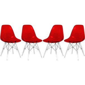 LeisureMod Cresco Mid-Century Modern Acrylic Dining Chair with Acrylic Dowel Eiffel Legs – Kitchen & Dining Room Chair - 1 of 4
