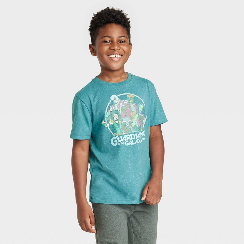 Boys' Marvel Guardians of The Galaxy Short Sleeve Graphic T-Shirt - Teal Blue, 1 of 4