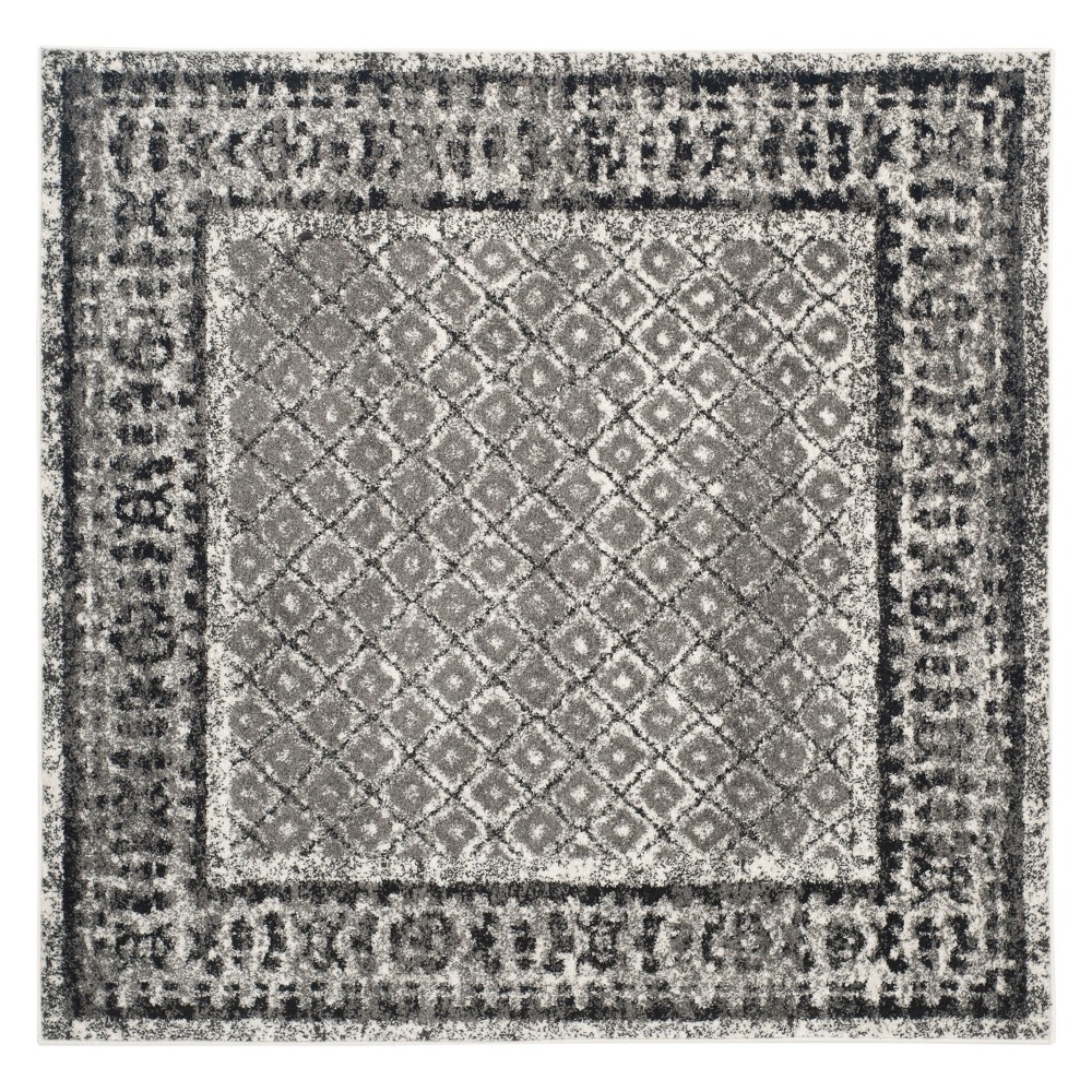 8'x8' Diamond Square Area Rug Ivory/Silver - Safavieh