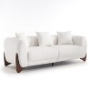 Mid Century Modern White Sofa with Lamb Wool Fabric, Upholstered Living Room Sofa with Waist Cushion - Morden Fort - 4 of 4