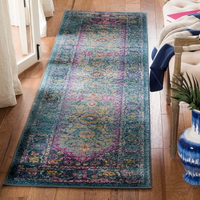 Lavish Purple Elegance 27" Synthetic Easy-Care Hand-Knotted Runner Rug