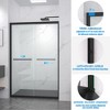 APRILSOUL Matte Black 44-48in*72in Aluminum Frame Double Sliding Shower Door, Bypass Bathroom Sliding Door with Premium Clear Tempered Glass - 3 of 4