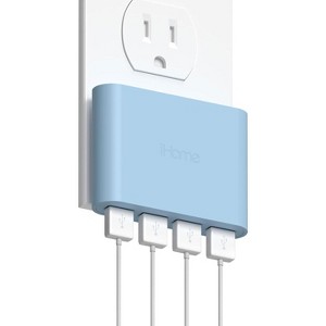 iHome Slim 4-Port USB Wall Charger, AC Pro Multiport Plug Adapter, Phone Charging Block with 4 Ports, Flat USB Wall Adapter for Home & Travel - 1 of 4