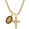 Steeltime Ladies brass & black enamel Our Lady of Guadalupe and simulated diamond cross pendant charms. Color Options: White, Gold - 2 of 4