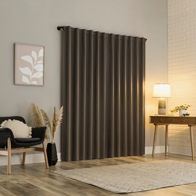 Aria Gray Polyester Blackout Back Tab Curtain Panel Pair