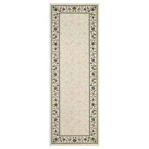 Washable Floral Print Geometric Bordered Rugs for Living Room, Ultra Thin Non Slip Retro Accent Large Carpet for Bedroom Dining Room - 1 of 4