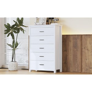 NicBex 5 Drawers Nightstand,Bedside Table with Black Metal Handles,Modern Side Table for Bedroom - 1 of 4