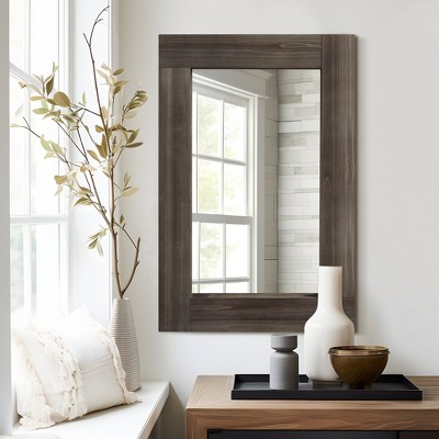 Lirago Distressed Wood Wall Mirrors Farmhouse Mirror (Set of 2) 36*24 Caramel