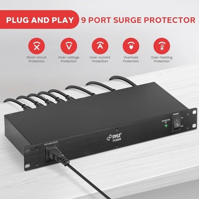 Black 1U Rackmount Power Conditioner with Surge Protection