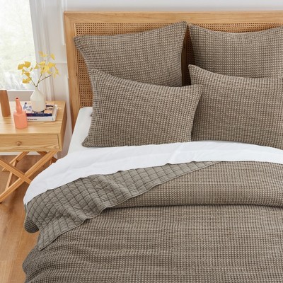 Cocoa Waffle Weave Quilted Microfiber Standard Sham
