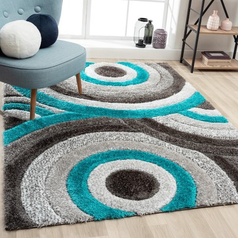 Luxe Weavers Modern Shag Geometric Area Rug, Brown 5x7