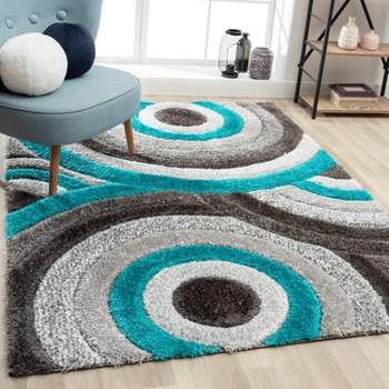Luxe Weavers Shag Geometric Area Rug, Modern, Stain Resistant, Easy Indoor Rugs for Bedroom, Living Room