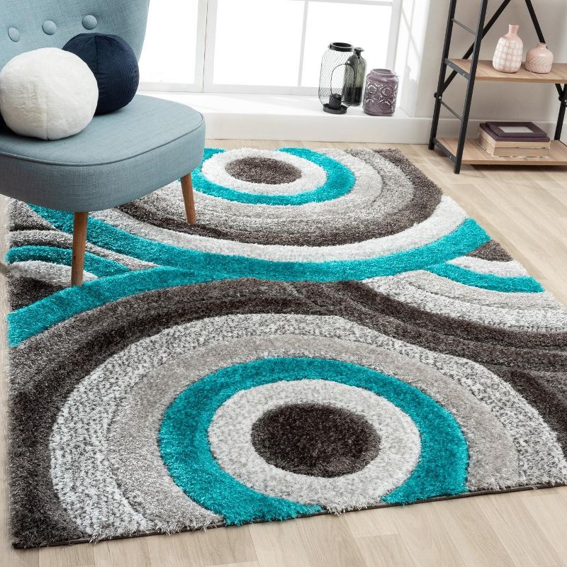 Luxe Weavers Shag Geometric Area Rug, Modern, Stain Resistant, Easy Indoor Rugs for Bedroom, Living Room, 1 of 17