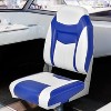 Gymax 1/2PC High Back Boat Seat Folding Fishing Seat w/ Soft Padded Cushion Fold-down Captain Boat Seat w/ Flexible Hinges Black/Blue - 2 of 4