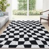 Washable Modern Checkered Area Rug | Stain Resistant Soft Geometric Throw Rug | Non-Slip Low Pile Accent Carpet for Living Room, Dining, Nursery - 3 of 4