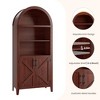 Arched Cabinet Bookshelf Black Arch Bookcase with Doors, Wooden Curved Book Case 5-Tier Tall Round Top Bookshelves for Living Room - 4 of 4