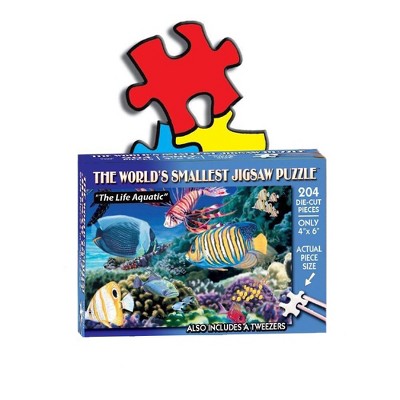 TDC Games World's Smallest Jigsaw Puzzle - The Life Aquatic - Measures 4 x 6 inches when assembled - Includes Tweezers