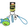 TMNT Leonardo Rubber Character Design Air Tag Holder Keychain Wristlet with Lobster Clasp and 2" Rubber Leonardo Pendant Multicolored - 4 of 4